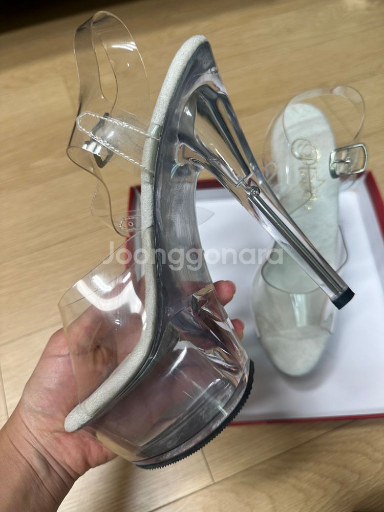 (새상품) 머슬매니아 대회용 투명구두 피트니스폴댄스--1