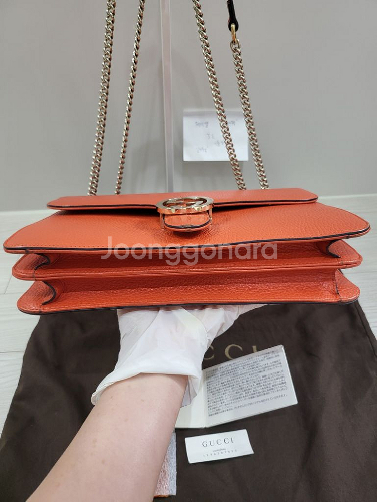 정품 구찌 인터로킹 GG 미디움 체인 숄더백 레드--2