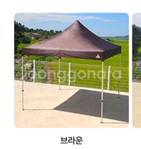 세모천막 핵사곤 프레임 브라운 컬러 3m x 3m--1