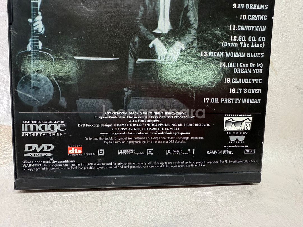 DVD 로이 오비슨 1988년 콘서트실황 Black&W--2