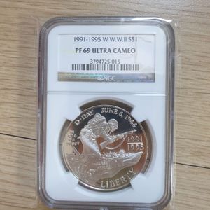 미국 2차1991,1995세계대전실버 주화 NGC 69