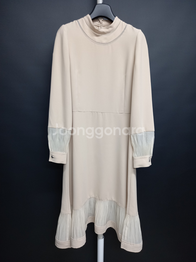 시스템 춘추 오간자배색 맥시 롱 원피스 44.55--2