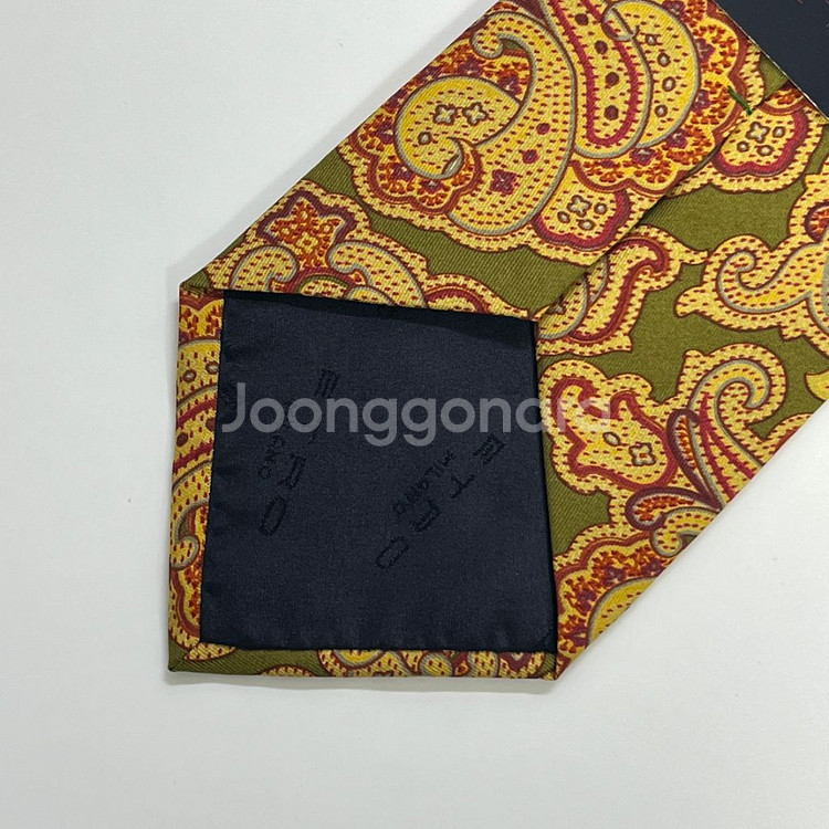새상품 명품 에트로 넥타이 9.5cm 카키 컬러--5