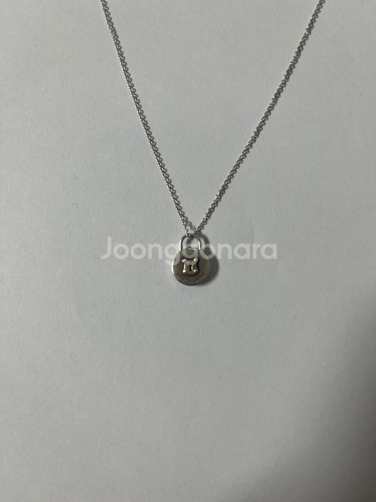 티파니 18K PG&Siiver 라운드락 펜던트 목걸이--0