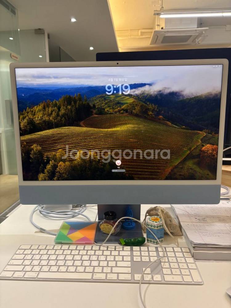 아이맥 24인치 M1 512GB 8GB 블루 급처[풀박--2