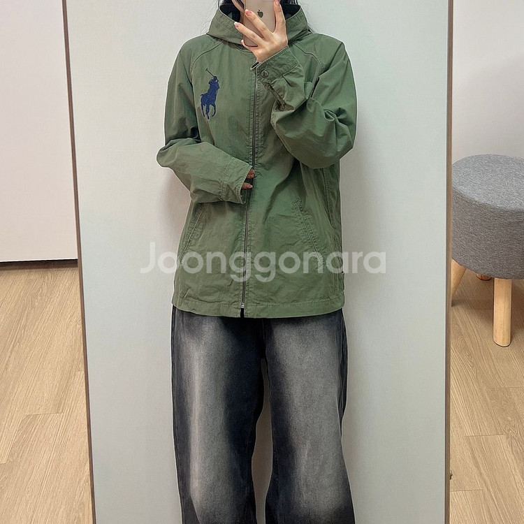 폴로 랄프로렌 90s 네이비 빅포니 카키 후드 자켓--1