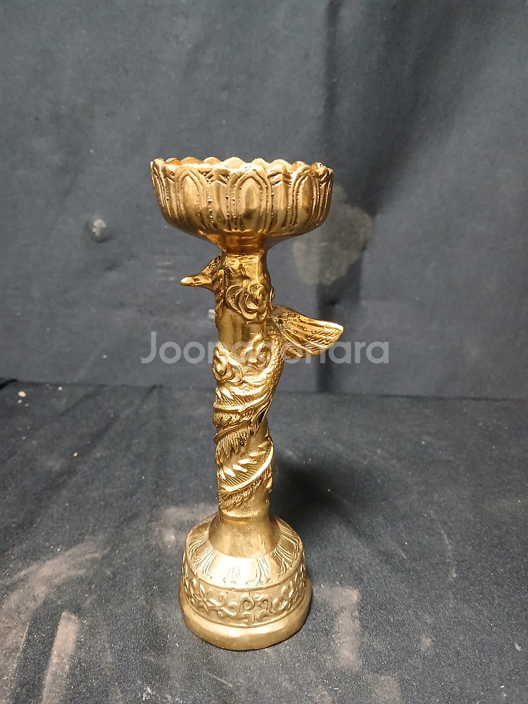 황동 개금 봉황 촛대 가로6cm,세로17cm--2