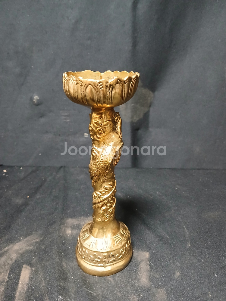 황동 개금 봉황 촛대 가로6cm,세로17cm--3