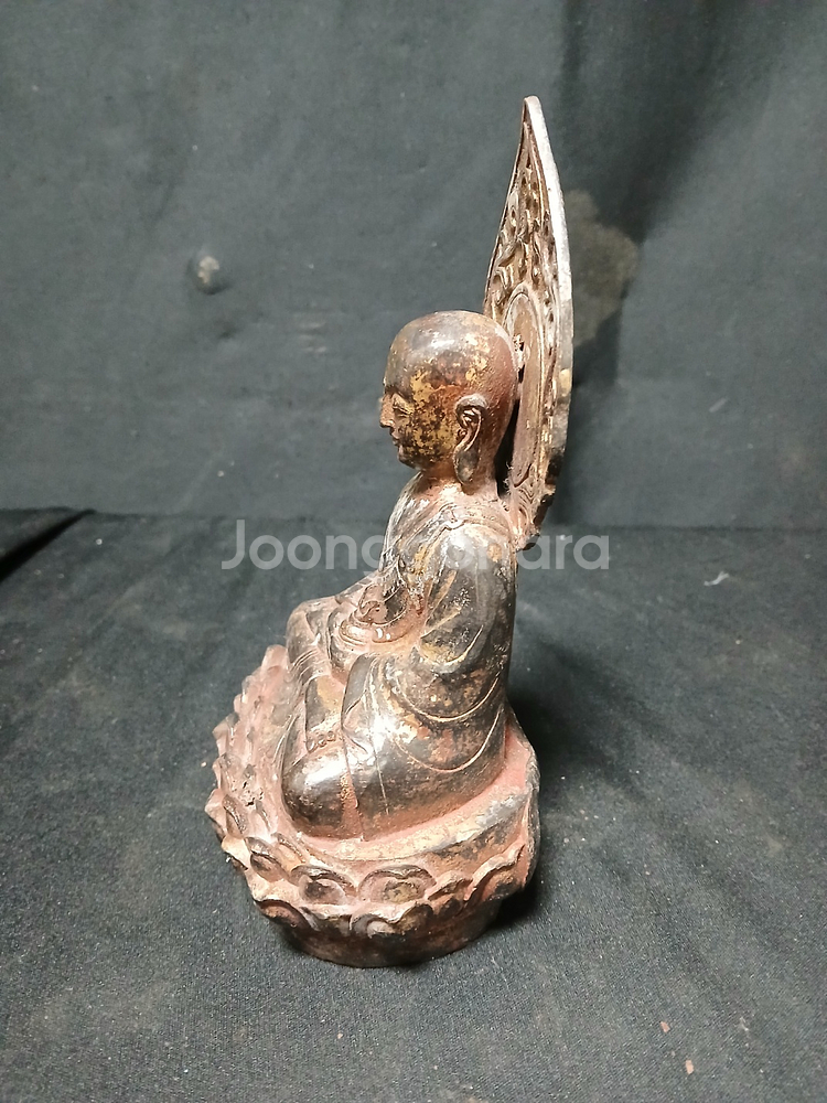 청동 지장불 좌상 가로11cm 세로18cm--1
