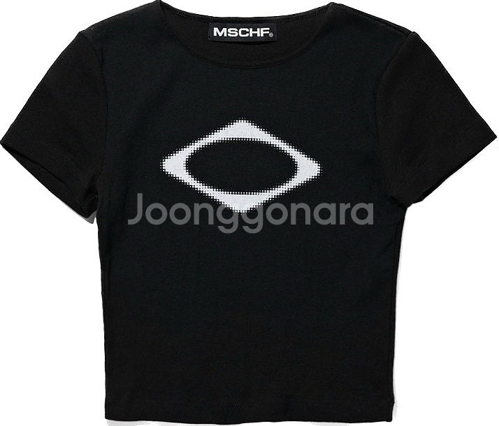 미스치프 롬버스 블러 티셔츠 미니 블랙 M--0