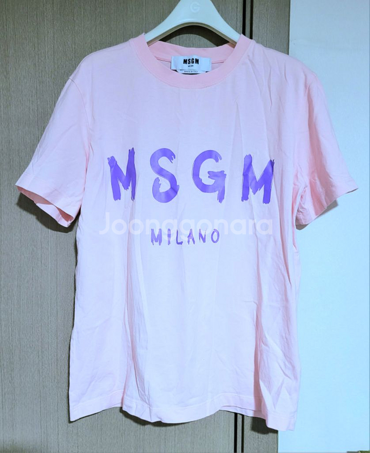MSGM 밀라노이태리 핑크 면100반팔티 가슴둘레100--0