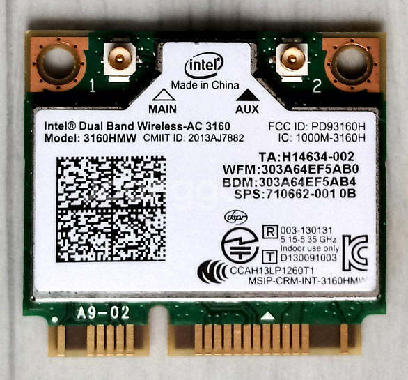 인텔 듀얼밴드AC3160 HMW노트북 무선랜카드(택포)--0