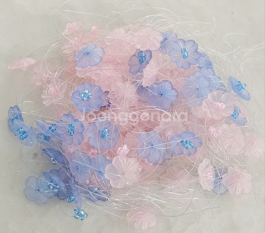 파츠 비즈수술꽃 2색 61개 일괄--0