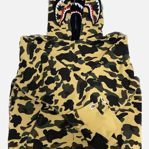 Bape 베이프 카모 샤크 더블 후드 풀집업 황계