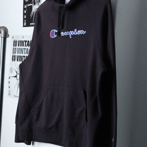 W(3XL) 챔피온 후드티셔츠 빅사이즈 블랙 로고