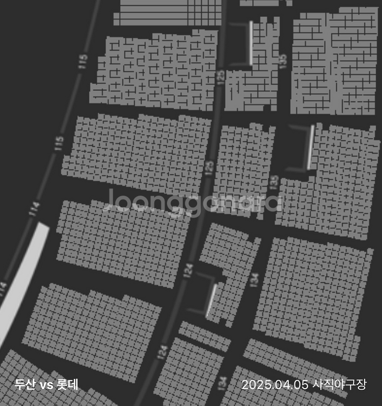 4월 5일 롯데 두산 전 2연석 1루 내야--0