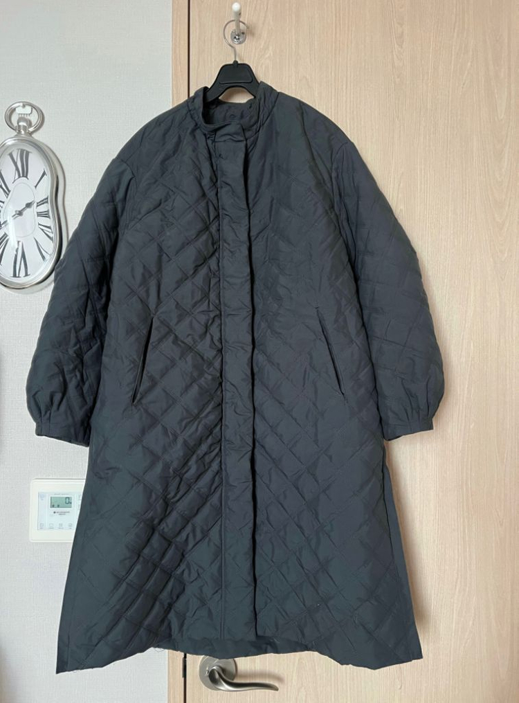 한섬 마인 MINE 셔링 퍼프 소매 퀼팅 점퍼 롱 자켓 경량 패딩 이미지