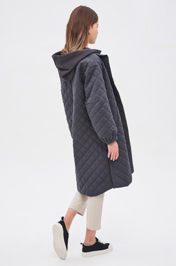 한섬 마인 MINE 셔링 퍼프 소매 퀼팅 점퍼 롱 자켓 경량 패딩 이미지