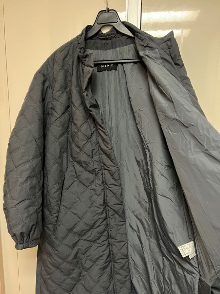 한섬 마인 MINE 셔링 퍼프 소매 퀼팅 점퍼 롱 자켓 경량 패딩 이미지