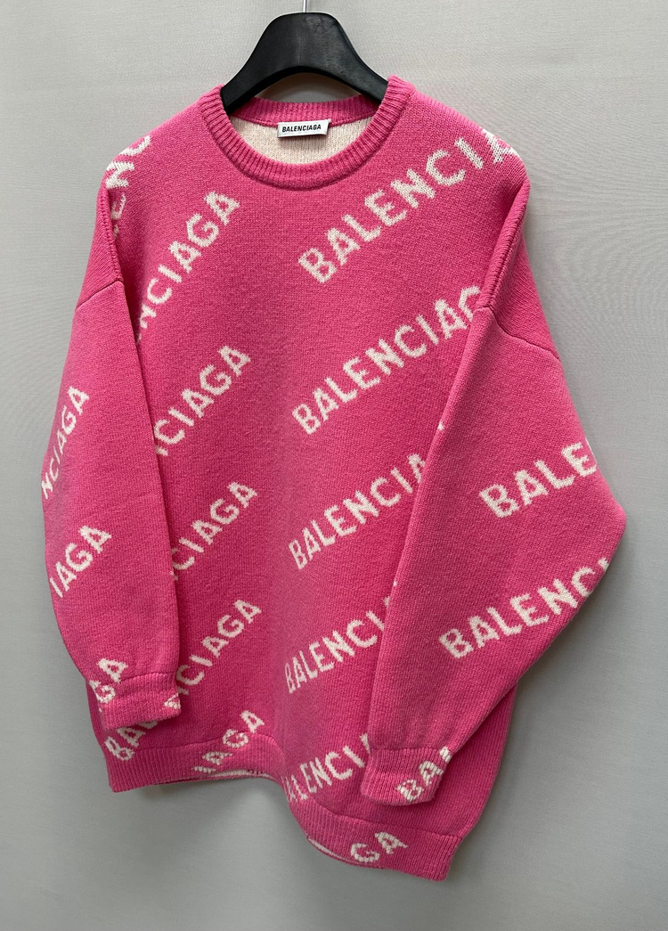 발렌시아가 레터링 로고 올오버 오버핏 니트 ( 여성 )--2