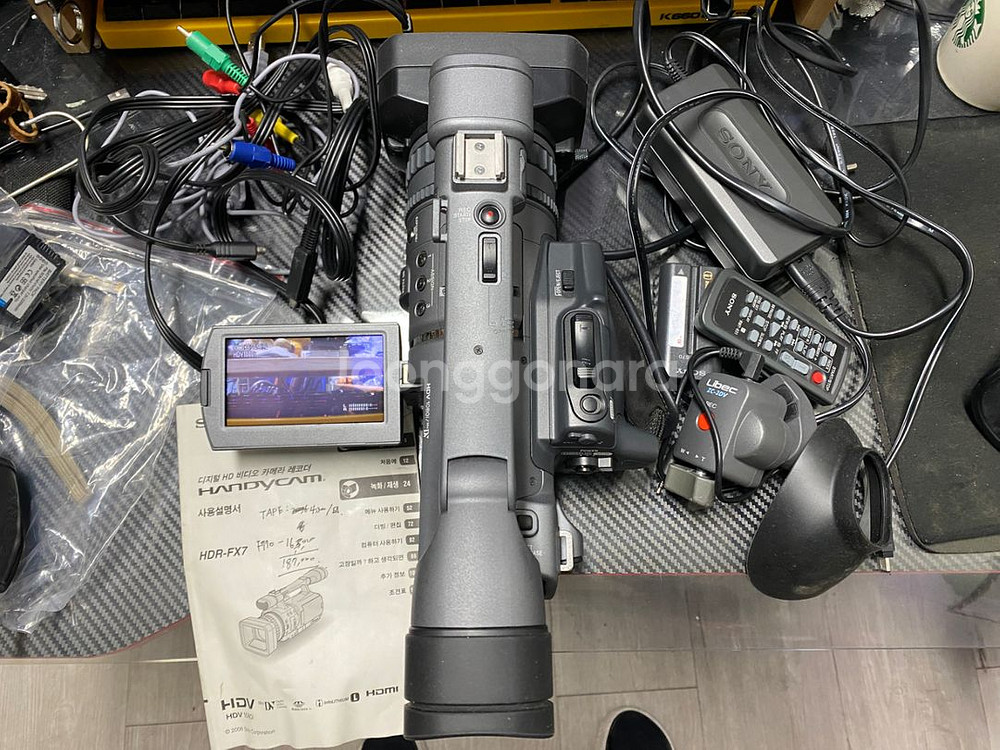 소니캠코더HDR-FX7 카메라 올드카기능이상무구성품배터--0