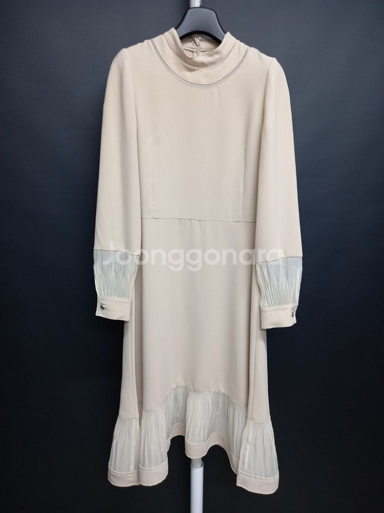 시스템 춘추 오간자배색 맥시 롱 원피스 44.55--2