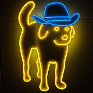 네온사인 개 강아지 카우보이 led