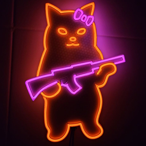 네온사인 고양이 스나이퍼 총 led