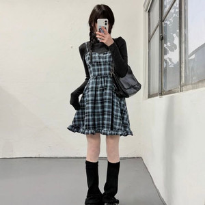 체크 원피스 뷔스티에 레이어드 일본 빈티지 새상태