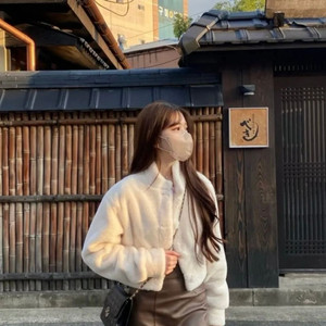 밍크 크롭 퍼자켓