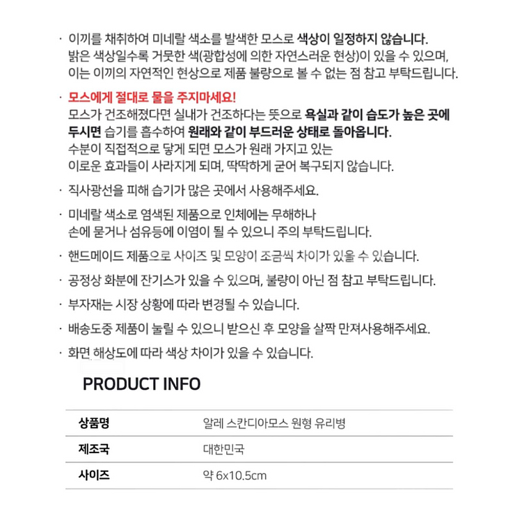 알레 스칸디아모스 원형 유리병 2P 세트 공기정화이끼--6