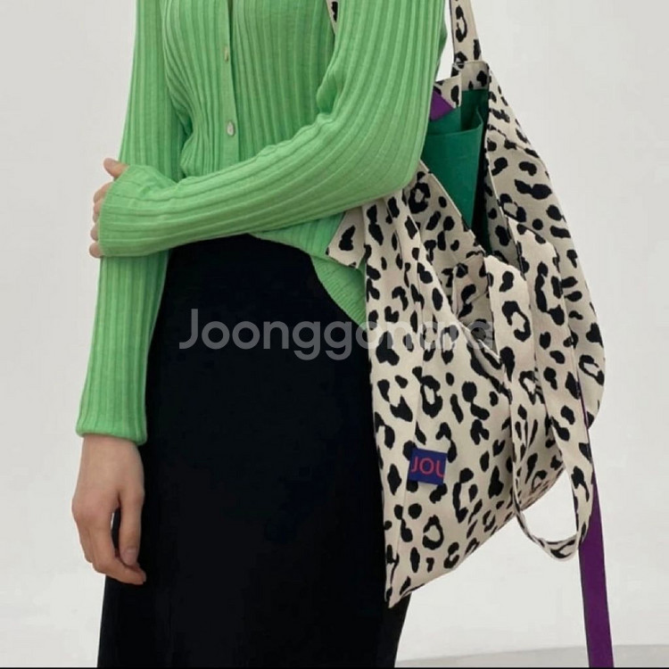 쥬에 레오파드 에코백 크림--0