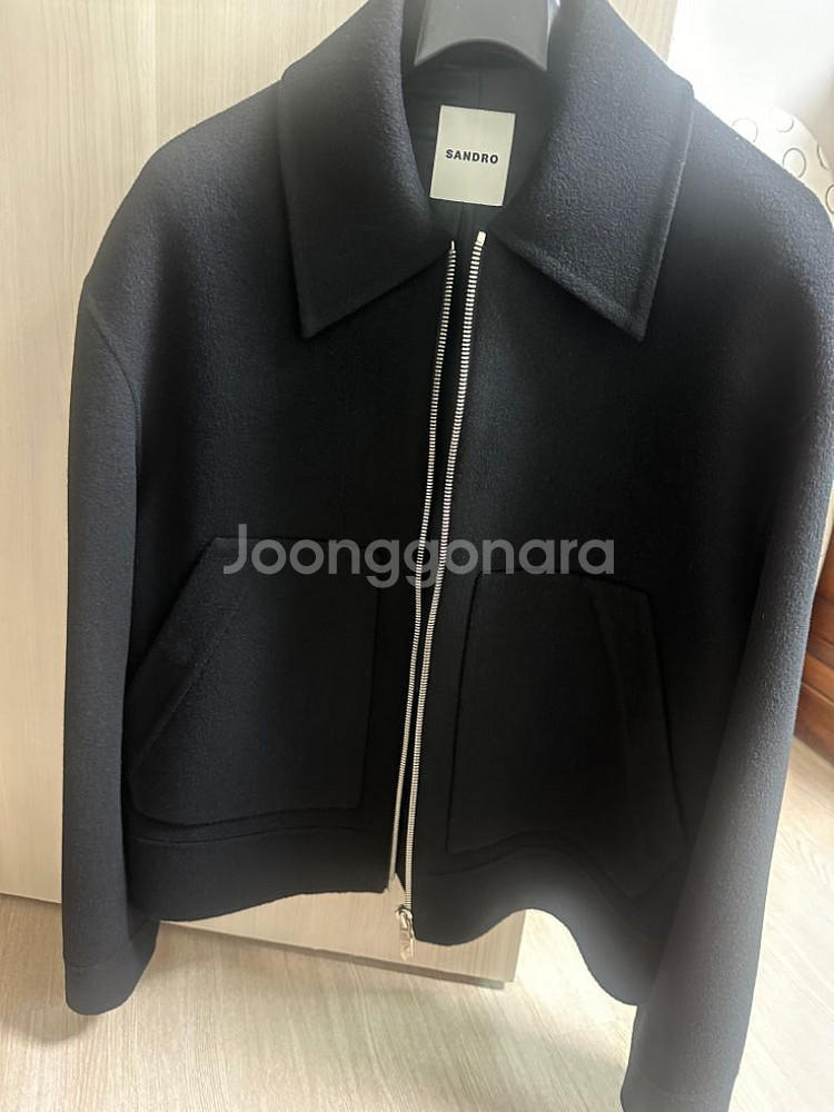 산드로옴므 빅사이즈 포켓 집업 크롭 자켓 블랙--8