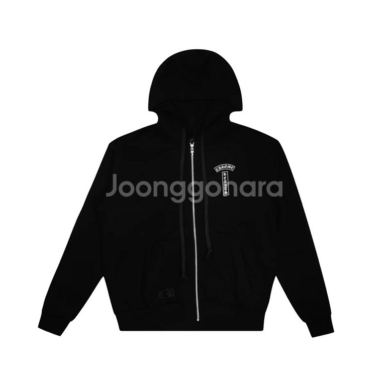 XL 크롬하츠 티 로고 USA 숄더 집업 후디 블랙--1