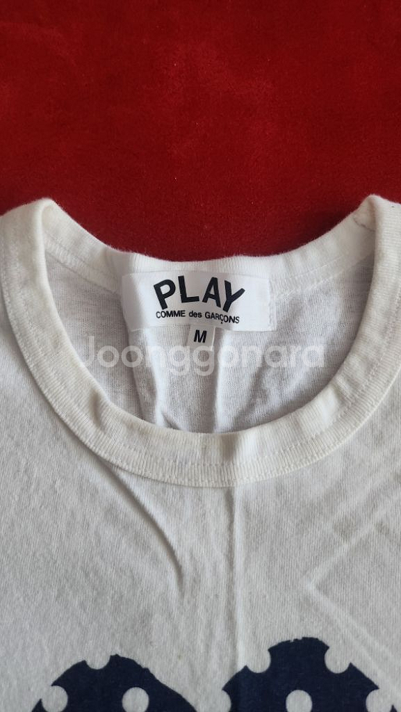 꼼데가르송 PLAY 더블 도트 하트 반팔 티셔츠 M--1