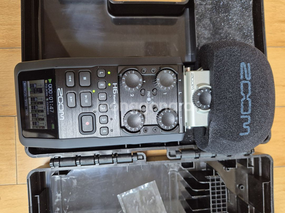 Zoom h6 레코더+mid side mic+액세서리팩--7