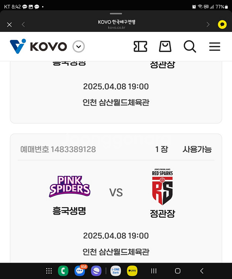 흥국생명 Vs 전관장 5차전 원정연석(2인)--2
