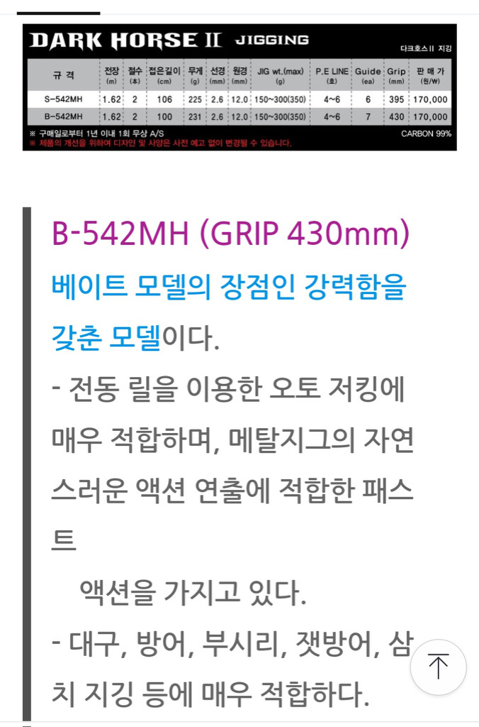 엔에스 지깅로드 다크호스2 B542mh--1