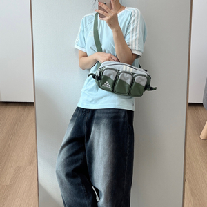 아디다스 90s 카키 스카이블루 힙색 슬링백