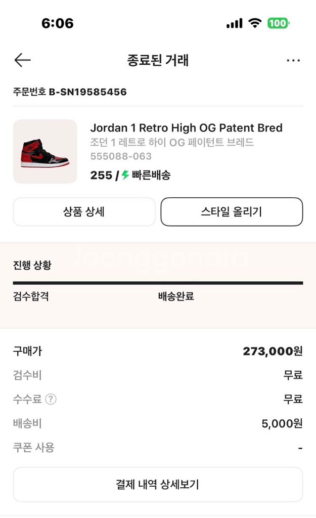 조던1 페이턴트 브래드255--2
