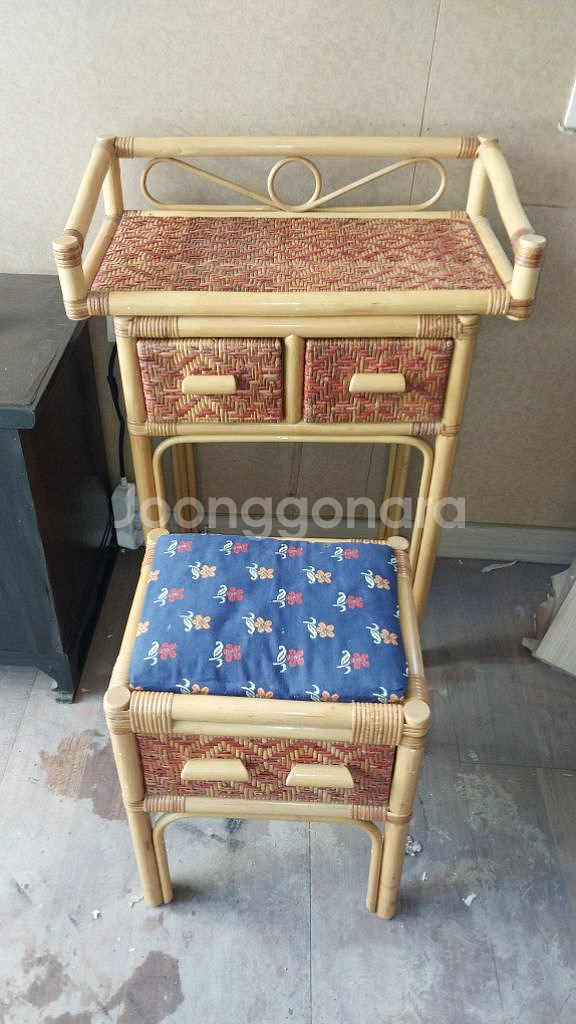 왕골 화장대 세트--4