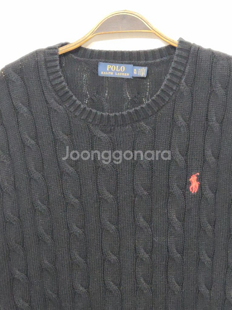 (XL) 랄프로렌 폴로 꽈배기 니트 블랙 케이블 스웨터--1