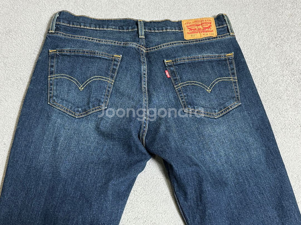 2회착 리바이스 511 W34 L30 중청 데님 청바지--2