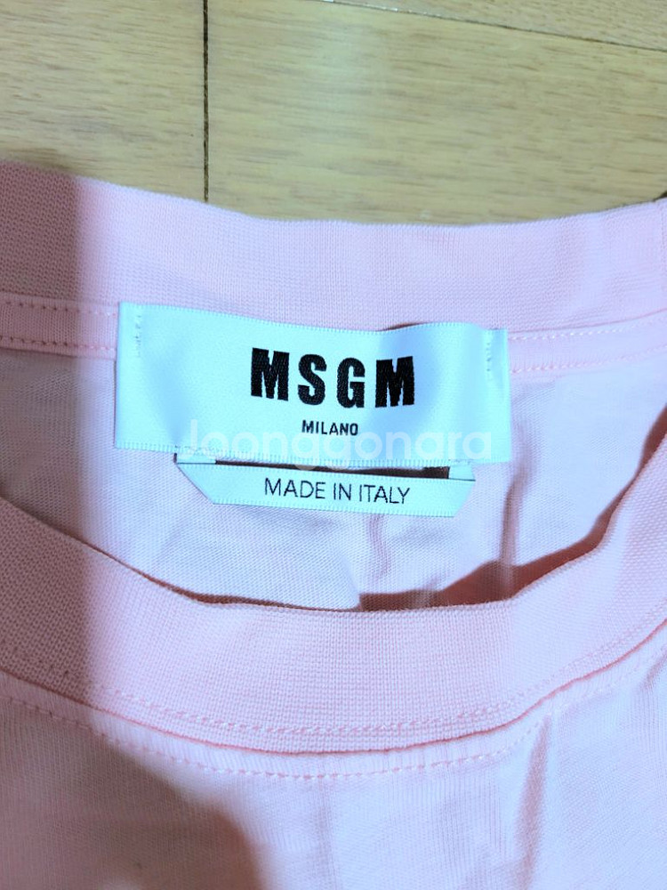 MSGM 밀라노이태리 핑크 면100반팔티 가슴둘레100--3