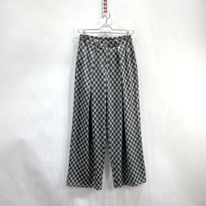 여성 체크와이드팬츠 신축성 허리26 영구제