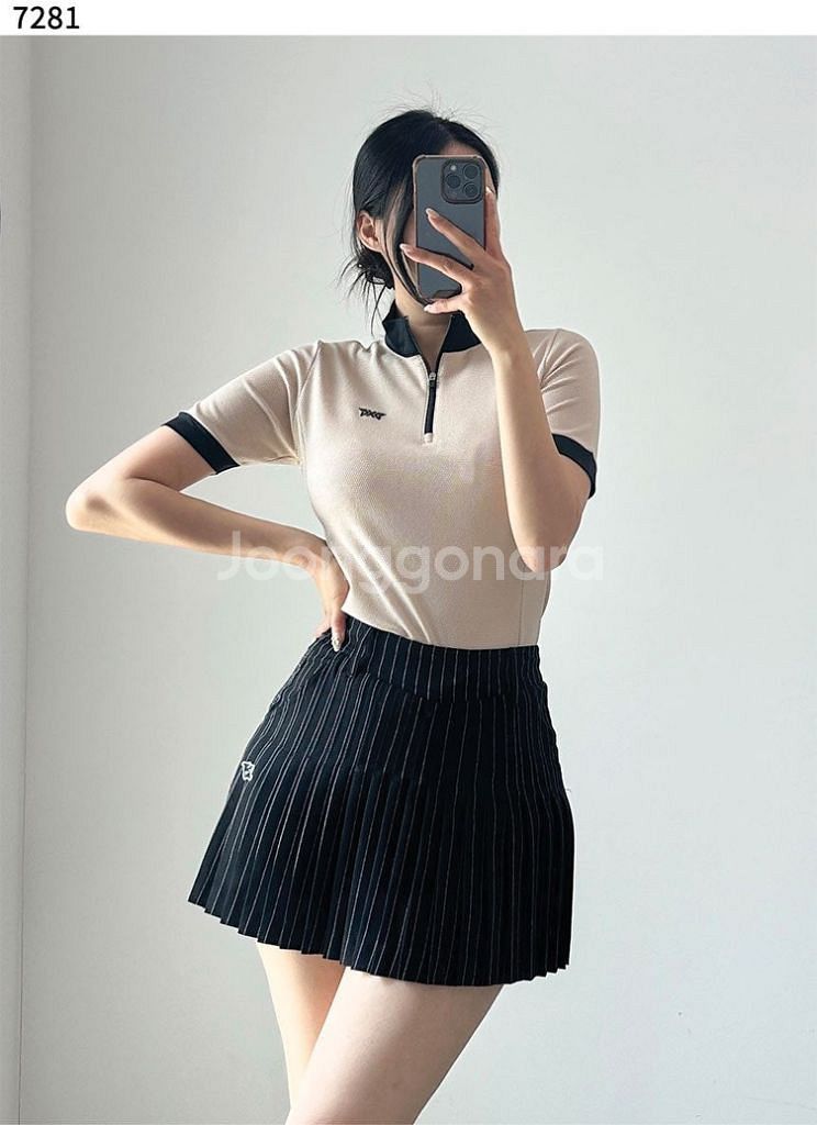 PXG 골프 여성 썸머 쿨링 카라 반팔 집업티셔츠--4