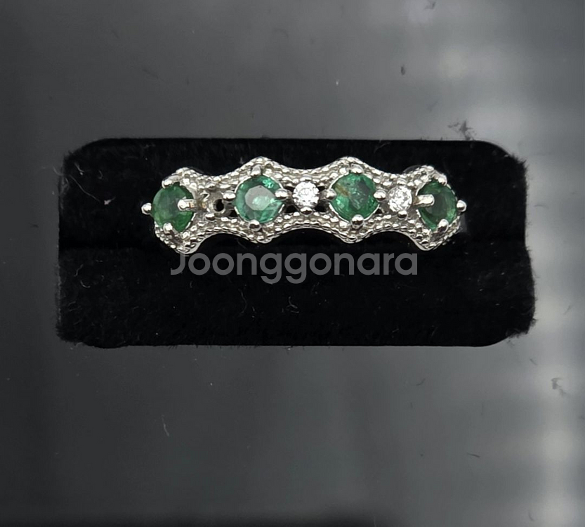 새제품 S925 순은 천연원석 에메랄드 천연 보석 반지--0