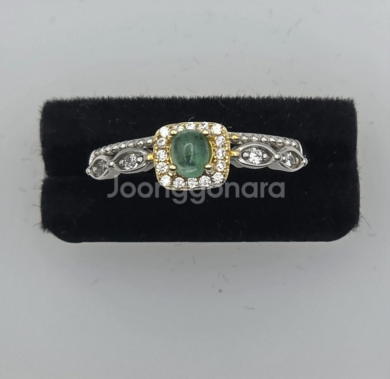 보석 새제품 S925 순은 천연원석 에메랄드 반지 은반--5
