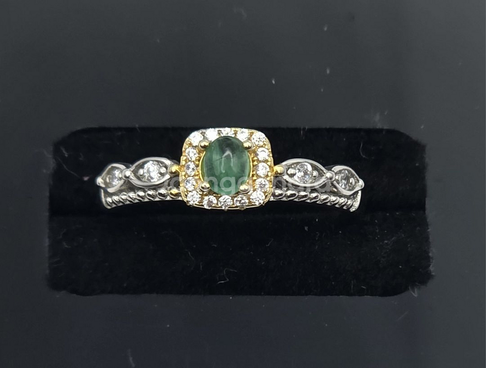 보석 새제품 S925 순은 천연원석 에메랄드 반지 은반--3