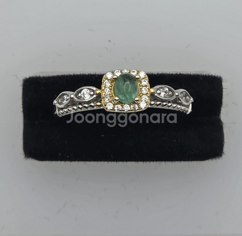 보석 새제품 S925 순은 천연원석 에메랄드 반지 은반--4